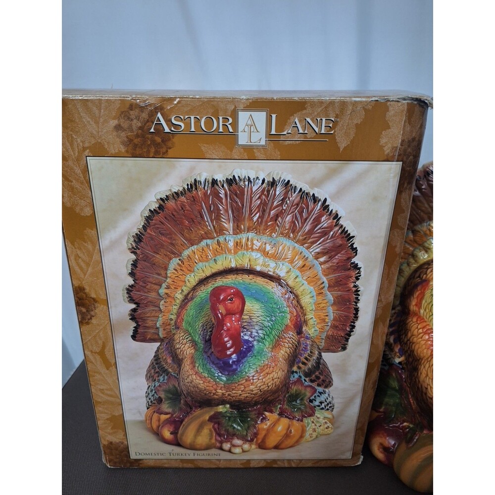 Astor & Lane 12" Domestic Turkey Thanksgiving Table Centerpiece Figurine Decor - Picture 3 of 12